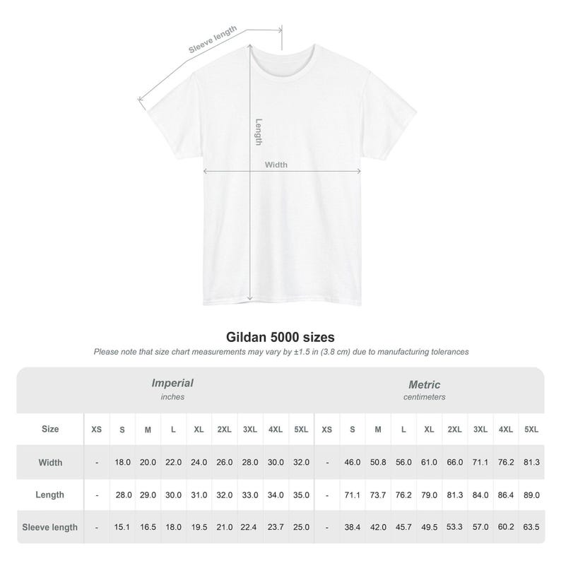 Gildan 500 sizes