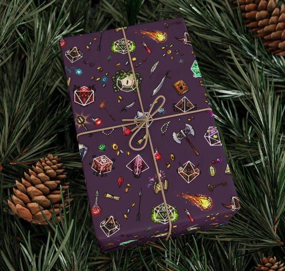 Roleplaying Game DND Wrapping Papers, Dungeons and Dragons Gift Wrap, Fantasy RPG Party Supplies, Tabletop Gaming Birthday Decor, Gamer