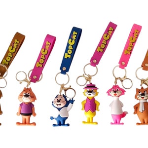 Top Cat 3D Silicone Pendant Keychains Keyrings Bag Charms Benny Spook Brain Choo