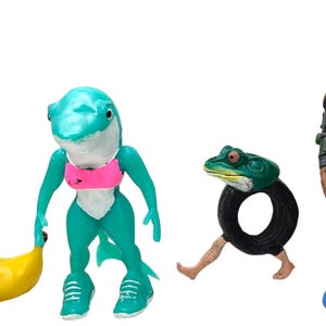 Shimpanzinni banannin 4 bonecos mexicanos de plástico rígido, bonecos Brainrot italianos