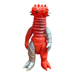 Vintage Super Dinosaurs Pandon 6" Soft Vinyl Sofubi Kaiju unbranded Figure China Ultraman Ultraseven Red Silver Rare