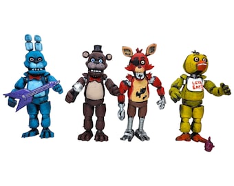 FNAF の 4 つのフィギュアと、高さ 5 インチのファイブ ナイツ アット
