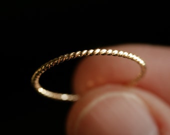 Handmade ultra thin twisted band- TWIST- Available in solid sterling silver, 14k, 14k rose gold