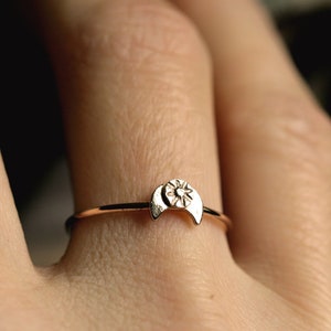 dainty moon ring crescent moon ring gold moon ring silver moon ring tiny moon star ring celestial jewelry minimalist ring MOONSHINE RING image 1