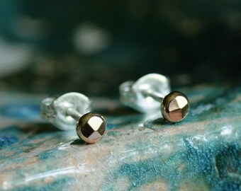 faceted gold studs solid gold studs tiny gold studs dainty gold post earrings gold dot 10k gold earrings 14k gold studs SHIMMER STUDS