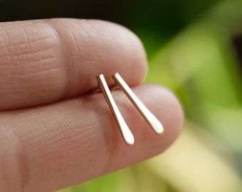 line earrings tiny bar earrings minimalist gold studs small silver bar studs solid gold earrings solid 10k 14k gold studs STRIA STUDS