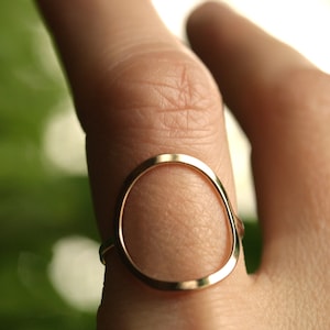 Handmade minimalist big circle ring- CIRCLE- Available in solid bronze, sterling silver, 10k, 14k or 14k rose gold