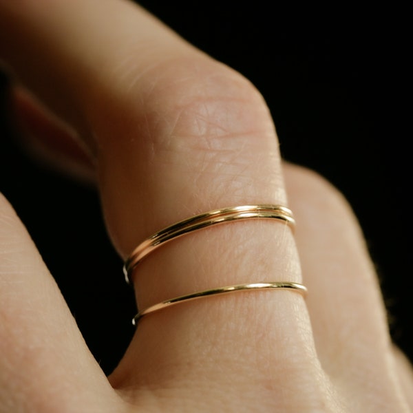 Dainty stackable rings- thin wedding bands- minimalist- solid gold stacking rings- SLIP RING- Available in sterling, 10k, 14k, 14k rose gold