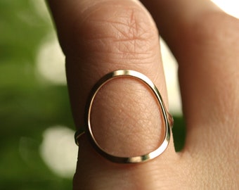 Handmade minimalist big circle ring- CIRCLE- Available in solid bronze, sterling silver, 10k, 14k or 14k rose gold