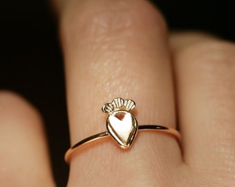 dainty heart ring tiny gold heart ring sterling silver heart ring love ring promise ring romantic jewelry heart jewelry HEARTSHINE RING