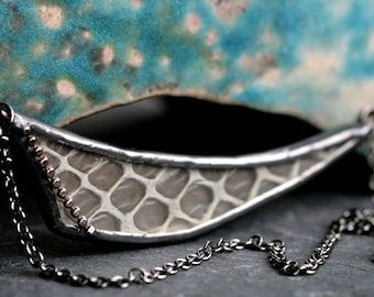 real snakeskin necklace asymmetrical necklace modern statement necklace rocker necklace gunmetal necklace boho jewelry SNAKESKIN DART