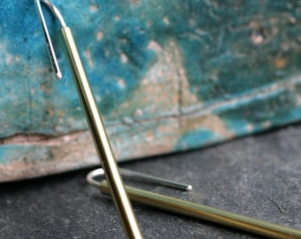 modern bar earrings minimalist earrings sleek line earrings simple dangle earrings everyday earrings bronze bar earrings LONG BAR EARRINGS