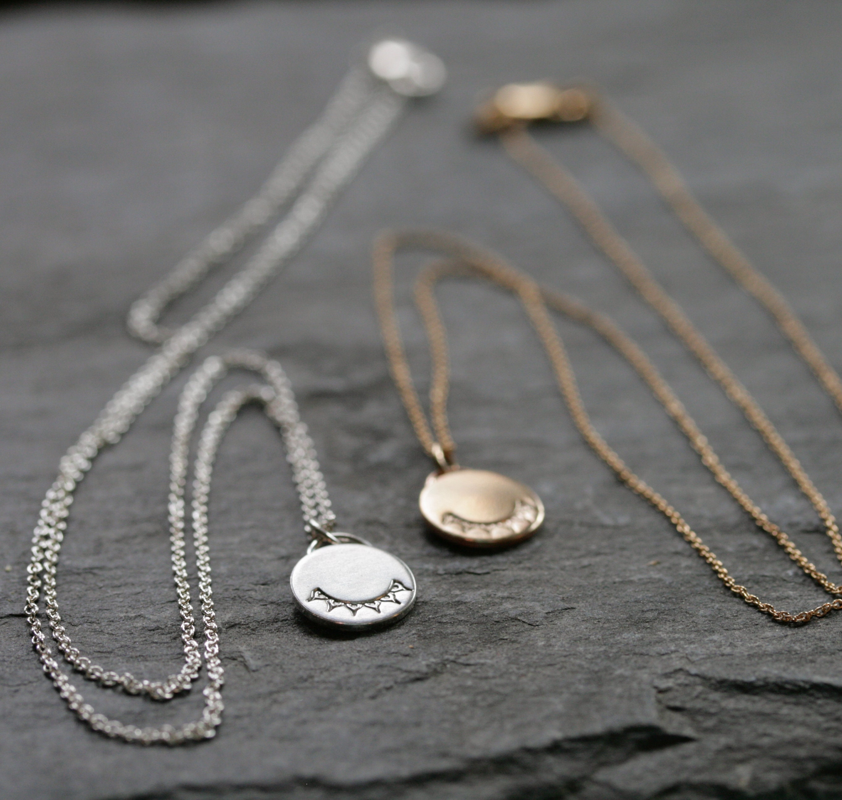 Dainty Sun Rays Dot Necklace- 14k Gold Disc Necklace- Sunshine Jewelry ...