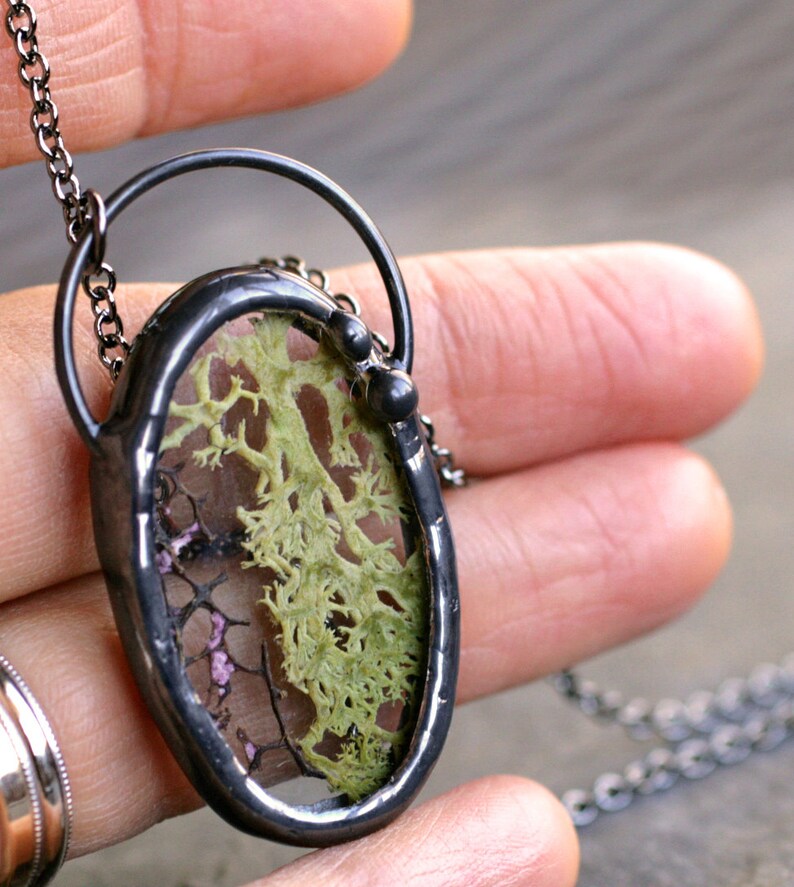 Terrarium Necklace Real Moss Necklace Stained Glass Necklace Etsy
