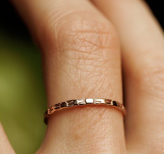 14K Solid Gold Skinny Stacking Ring Dainty 14K Gold Ring 14K Solid Gold Band Delicate Solid Gold Band 14K Solid Gold Stacking Ring
