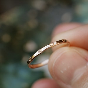 tiny heart ring 14k gold ring 10k gold silver heart band dainty gold ring solid gold delicate band stacking ring skinny ring TINY HEART BAND image 3