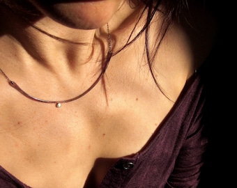 minimalist necklace copper curve gold dot necklace patina modern delicate curved choker simple rustic artisan GOLD DUST CURVE
