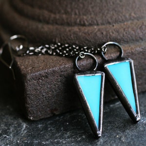 modern earrings triangle earrings geometric earrings minimalist earrings triangular long chain earrings stained glass ARROW EARRINGS image 2