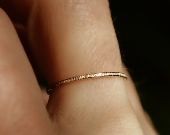 ultra thin band dainty etched ring solid gold band sterling silver textured band stackable stacking ring dainty gold band THIN ETCHED BAND