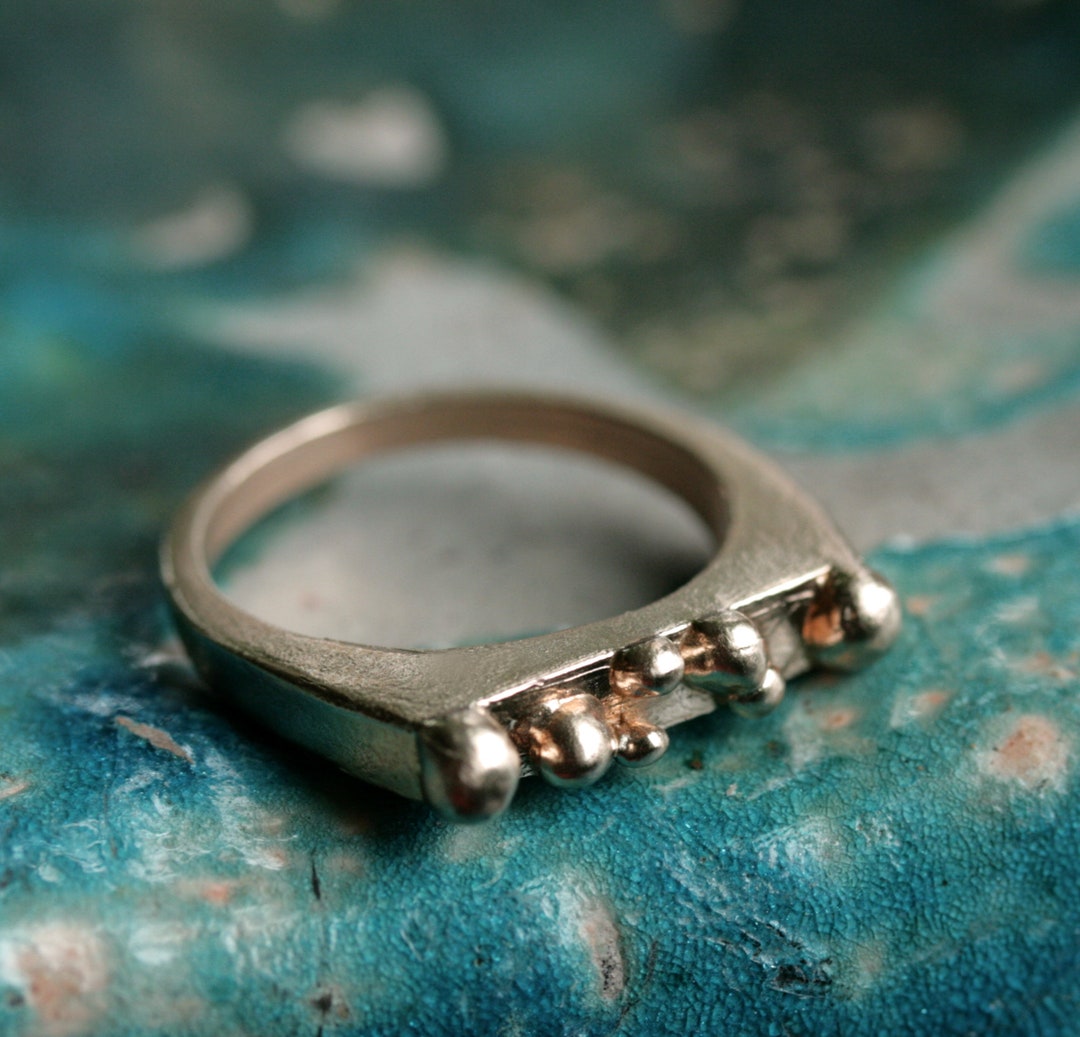 Modern Lost Wax Cast Ring Wax Carved Ring Minimalist Beaded Bubble Ring Dot Ring Sterling Silver