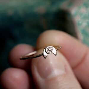 dainty moon ring crescent moon ring gold moon ring silver moon ring tiny moon star ring celestial jewelry minimalist ring MOONSHINE RING image 2