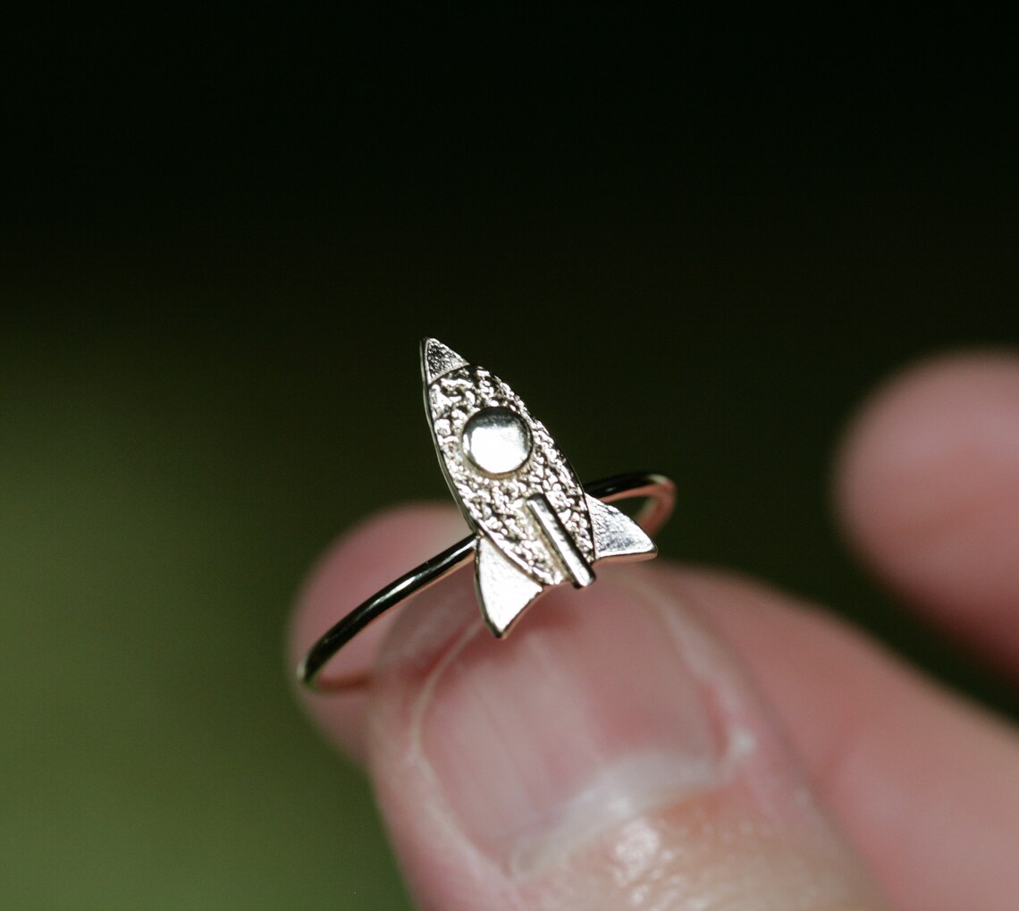 Dainty Rocket Ring- Handmade Celestial Space Jewelry- Minimalist ...