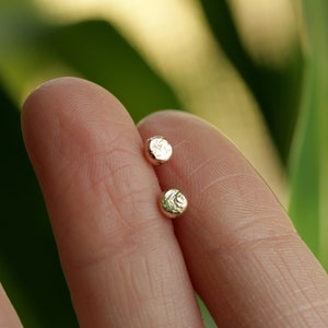 organic studs solid gold studs minimalist studs tiny gold studs small simple gold studs 10k gold earrings 14k gold studs GOLD DUST STUDS image 1