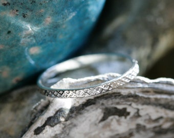 textured criss cross band sterling silver band silver stacking ring silver stackable ring dainty hand stamped band SILVER DIAMOND BAND
