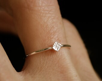 Handmade dainty star ring- STAR SOLITAIRE- Available in solid sterling silver or 14k gold