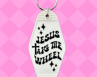 Jesus Take The Wheel Motel Keychain