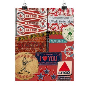 Boston Matte Vertical Posters, Sports Art Prints, Home Decor, Wall Art, Boston Red Sox, Gift for Sports Fans