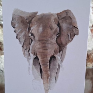 Olifant kaart, olifant minnaar cadeau, elke gelegenheid dierenkaart, aquarel olifant kunst, geschilderde wenskaart, olifant bedankkaart