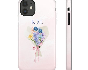 TikTok Inspired Flower Bouquet Name Personalized Phone Case, Custom floral name case, Iphone Google Pixel Tough Cases, Personalized Gift