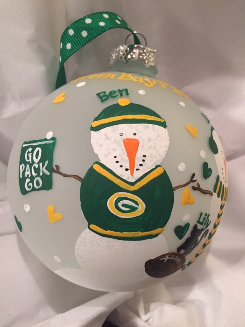 Green Bay Packers Handpainted Ornament Etsy