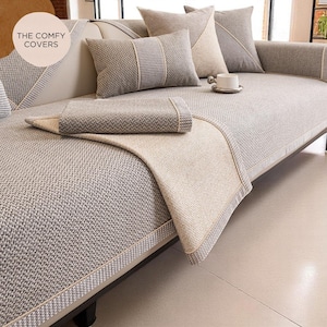 Stylish Couch Cover, Large Size Couch Slipcover, Soft Cotton Couch Cover, Plain Sofa Cover, Home Decor, Couch Throw Blanket, Dust Cover