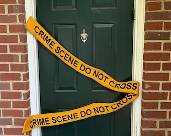 Crime Scene Scarf - FREE SHIPPING, long scarf, police scarf, crime scene tape scarf, black yellow scarf, fun scarf, caution scarf, crime