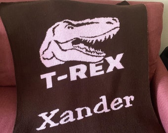 Personalized Tyrannosaurus Rex Blanket -  FREE SHIPPING, toddler blanket, dinosaur name blanket, custom toddler gift, custom tyrannosaurus.