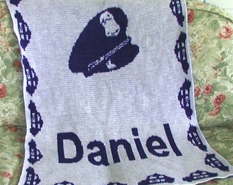 Personalized Knit Police Baby Blanket - FREE SHIPPING - name blanket, name gift, police blanket, first responder blanket,  cop blanket