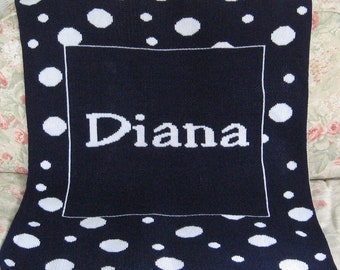 Personalized Knit Baby Blanket - Bubbles in frame FREE SHIPPING, gift blanket, name blanket, custom blanket