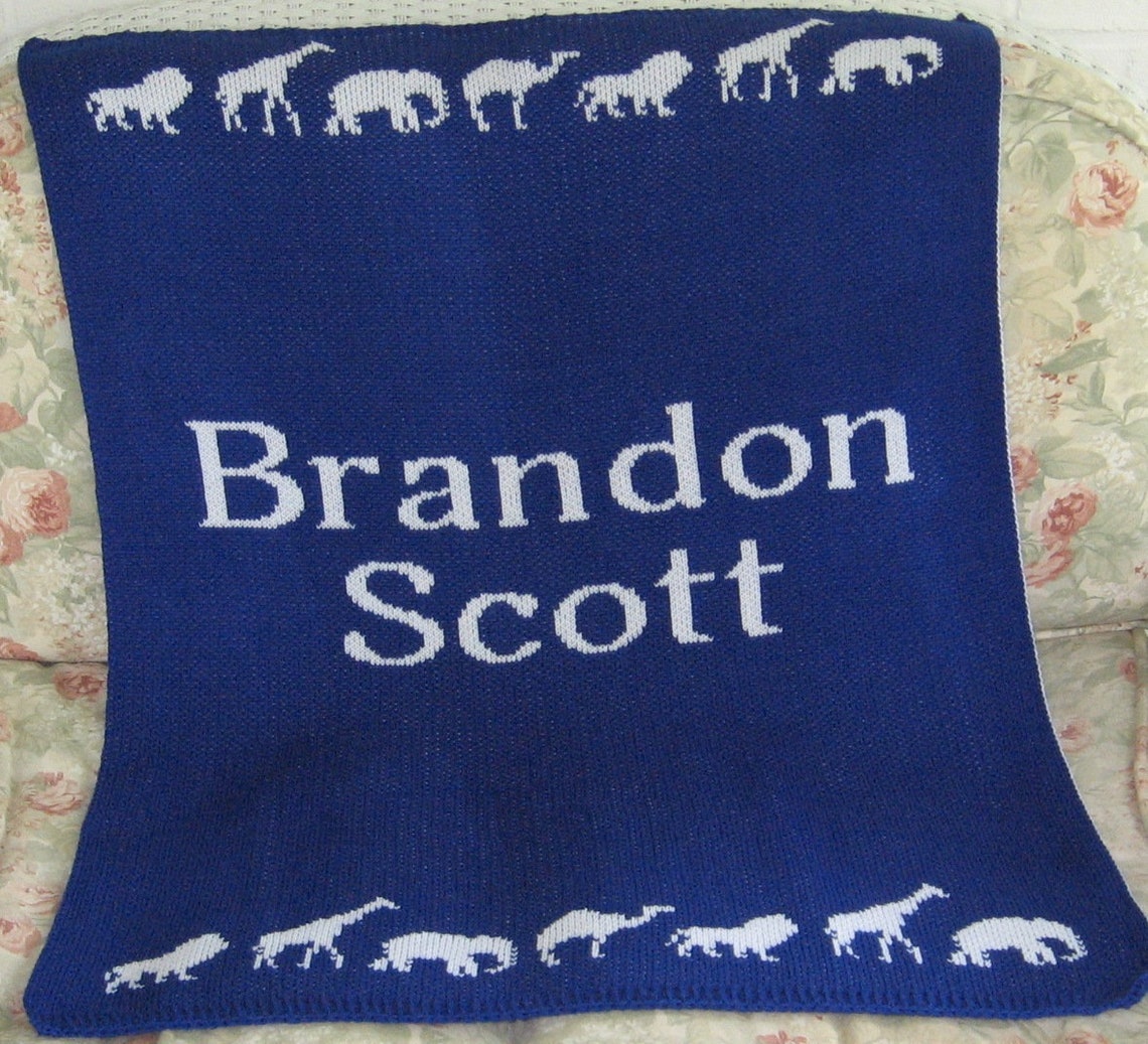 Personalized Animal Knit Baby Blanket FREE SHIPPING Name Etsy