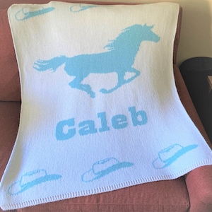 Personalized Baby Blanket - Cowboy FREE SHIPPING cowgirl, western, custom blanket, toddler blanket, name blanket, cowboy hat, wild west
