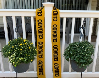 CUIDADO Spanish Caution Tape Scarf - long scarf, Spanish, caution tape, yellow, black, fire, police