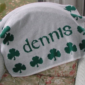 Personalized Irish Shamrock Knit Blanket FREE SHIPPING, green clover, personalized custom Irish Gaelic, Shamrock blanket, Irish blanket image 2