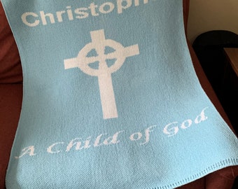 Personalized Cross Baby Blanket - christening gift, baby gift, custom blanket, Christian blanket, toddler cross blanket, child of god