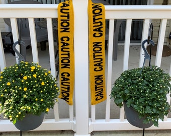 CAUTION Tape Scarf - FREE SHIPPING, yellow caution scarf, long caution scarf, fire scarf, police scarf, knit caution tape scarf, caution.