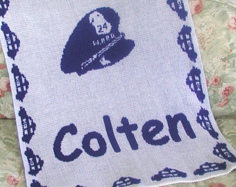 Personalized Knit Police Baby Blanket - FREE SHIPPING - name blanket, name gift, police blanket, first responder blanket,  cop blanket.