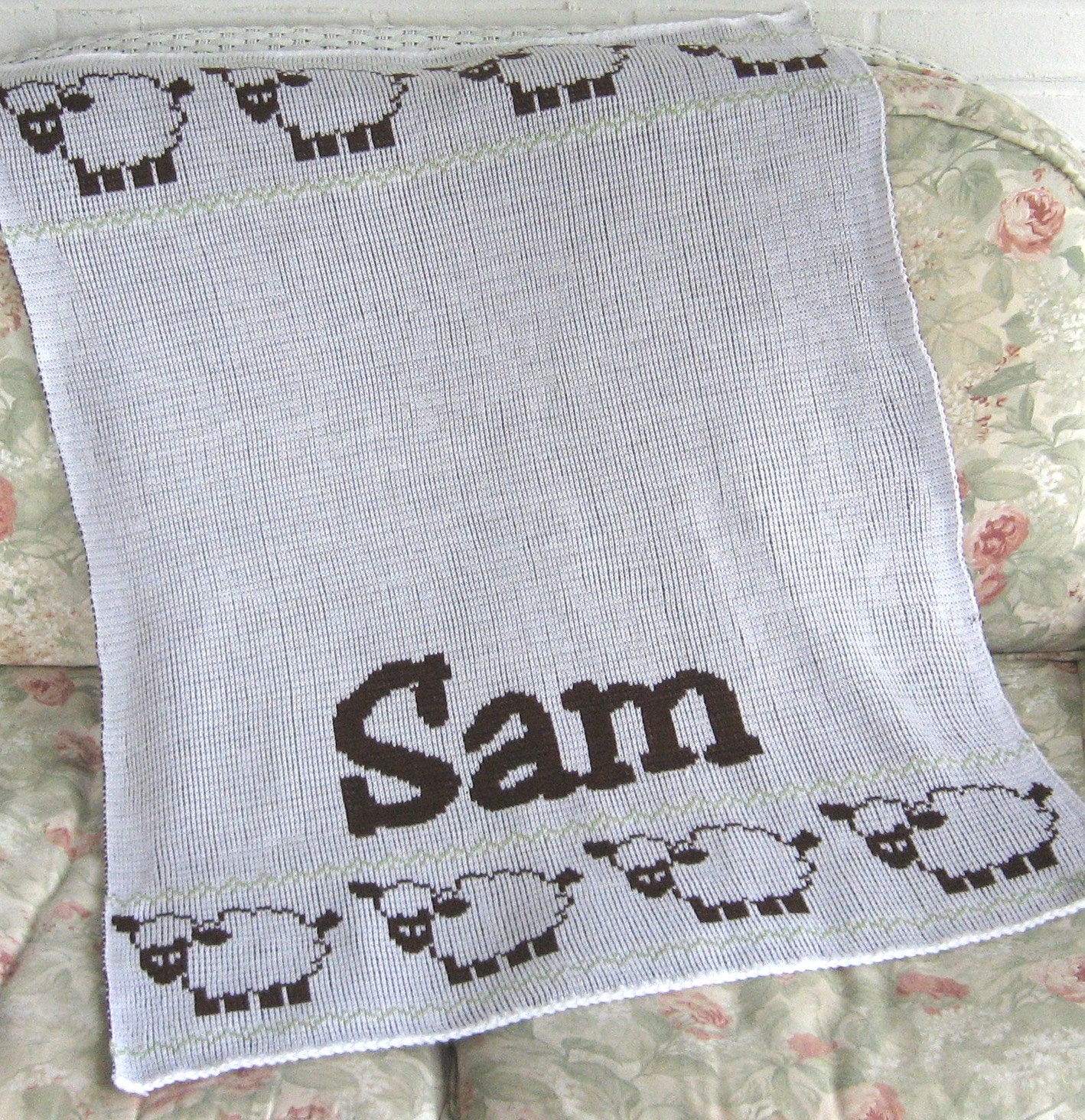 Personalize Knit Baby Blanket Sheep Etsy