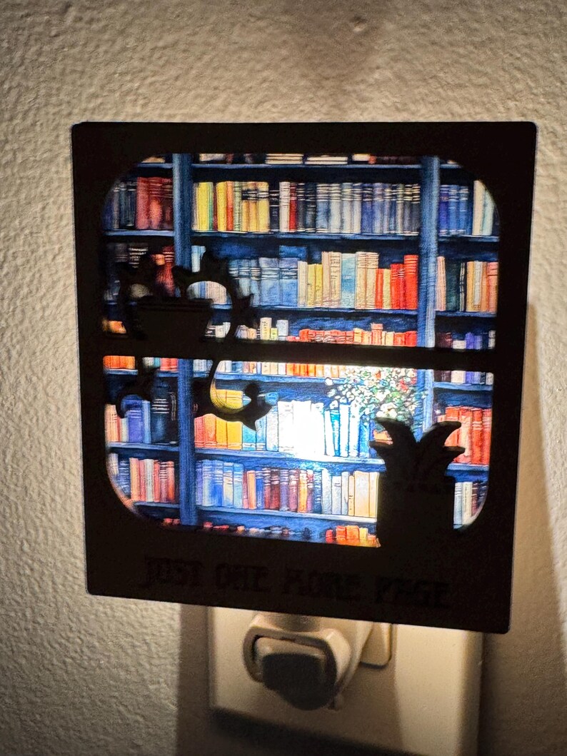 Book Lover Nightlight, Book shelf night light, Library Books Lamp Light, Bookshelf Night Light, Cozy Reading Decor, Read More night light image 7