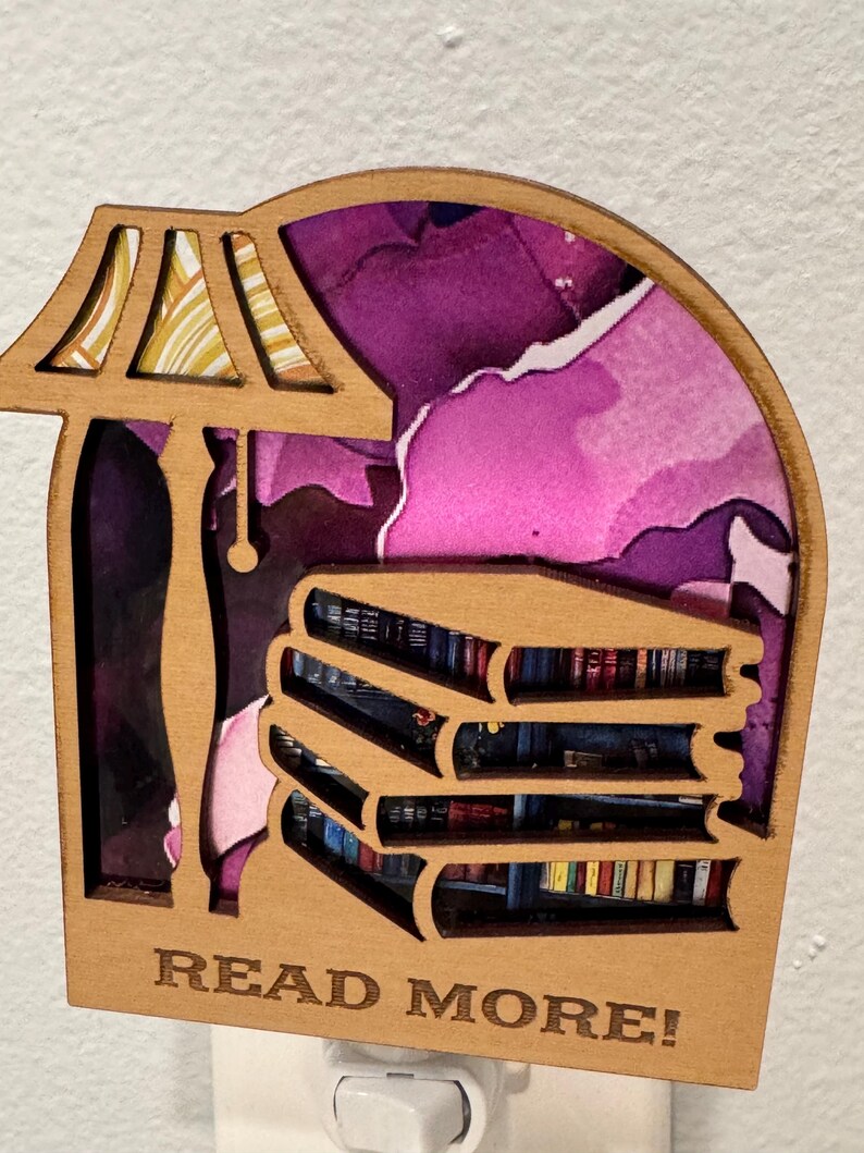 Book Lover Nightlight, Book shelf night light, Library Books Lamp Light, Bookshelf Night Light, Cozy Reading Decor, Read More night light image 13