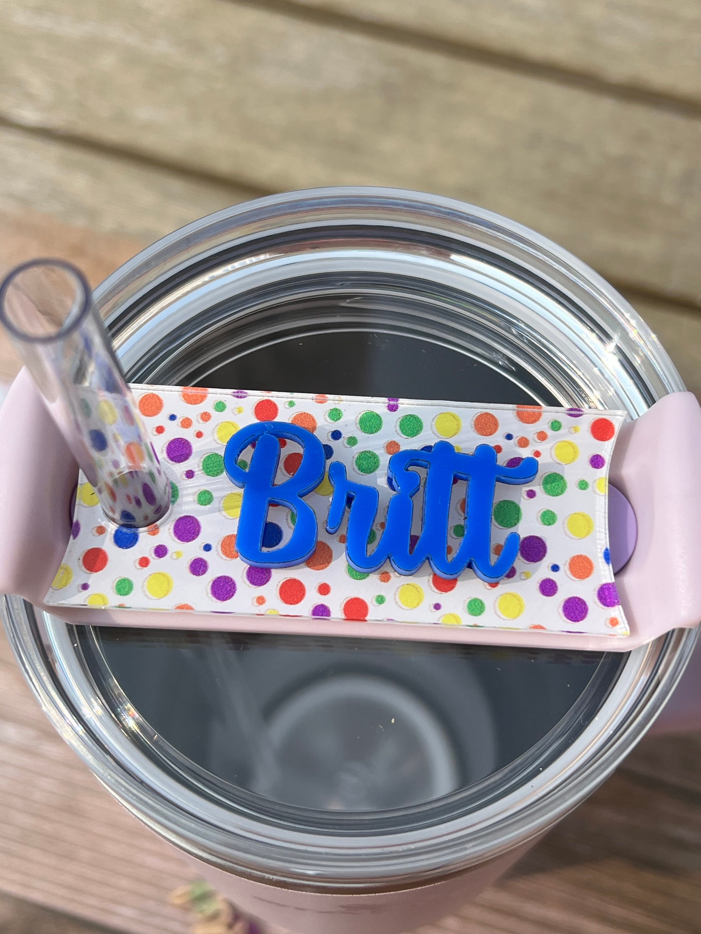 Home & Living :: Kitchen & Dining :: Drinkware :: Drink Accessories :: Stanley  Tumbler Name Plate, FREE SHIPPING, Confetti Glitter Tumbler Name Tag, Personalized Straw Tag, 30oz 40oz Stanley Cup Tag